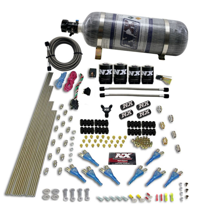 Load image into Gallery viewer, Nitrous Express 8 Cyl Shark Direct Port 4 Solenoids Nitrous Kit (200-600HP) w/Composite Bottle
