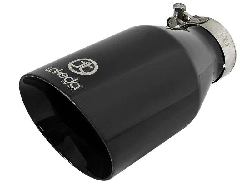 Load image into Gallery viewer, aFe Takeda 409 SS Clamp-On Exhaust Tip 2.5in. Inlet / 4.5in. Outlet / 9in. L - Black
