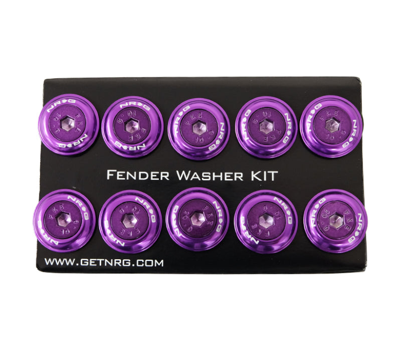 Load image into Gallery viewer, NRG Fender Washer Kit w/Color Matched M6 Bolt Rivets For Plastic (Purple) - Set of 10

