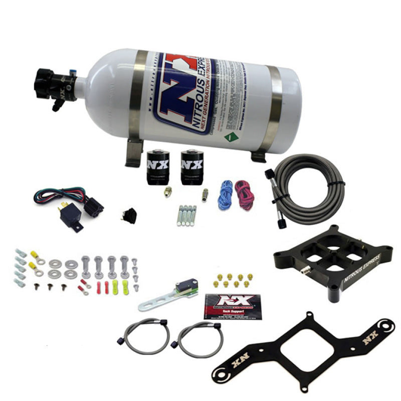 Load image into Gallery viewer, Nitrous Express 4150 Single Entry Billet Crossbar Nitrous Plate Kit (50-300HP) w/10lb Bottle
