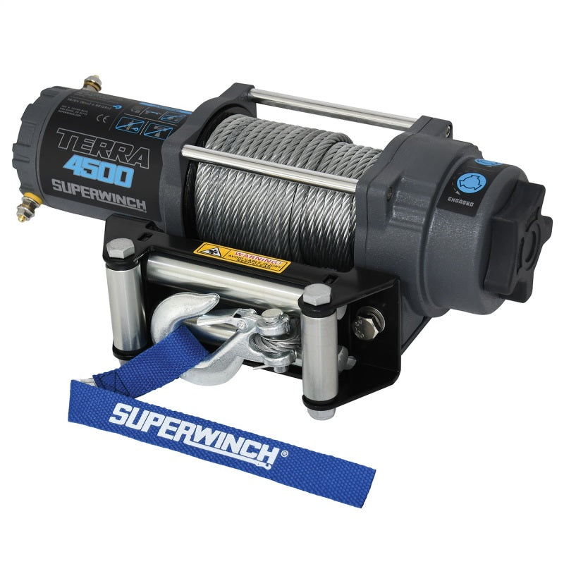 Load image into Gallery viewer, Superwinch 4500 LBS 12V DC 15/64in x 50ft Steel Rope Terra 4500 Winch - Gray Wrinkle
