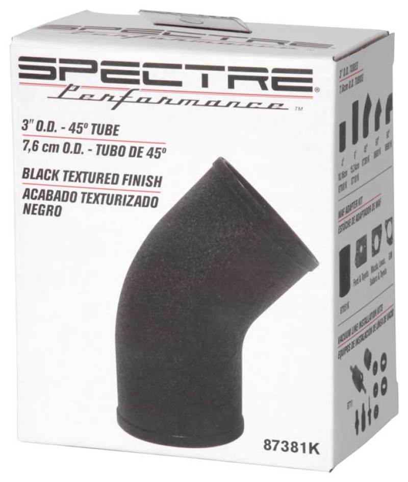 Load image into Gallery viewer, Spectre Universal Intake Elbow Tube (ABS) 3in. OD / 45 Degree - Black Textured Powdercoat
