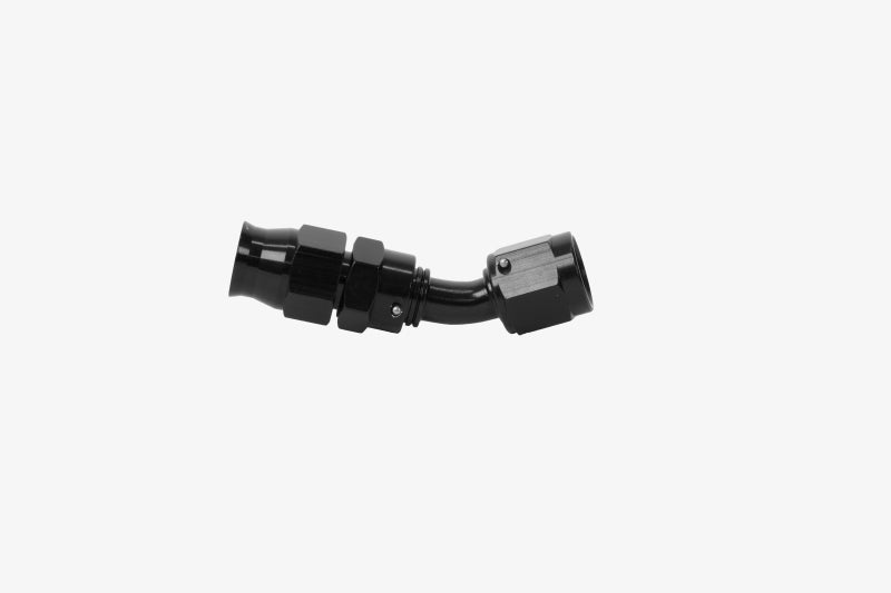 Load image into Gallery viewer, Aeromotive PTFE Hose End - AN-06 - 45 Deg - Black Anodized
