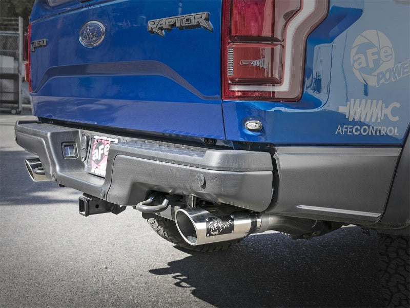 Load image into Gallery viewer, aFe MACHForce-XP 3in to 3-1/2in 304 SS Cat-Back Exhaust w/Polished Tips 17-18 Ford F-150 Raptor 3.5L
