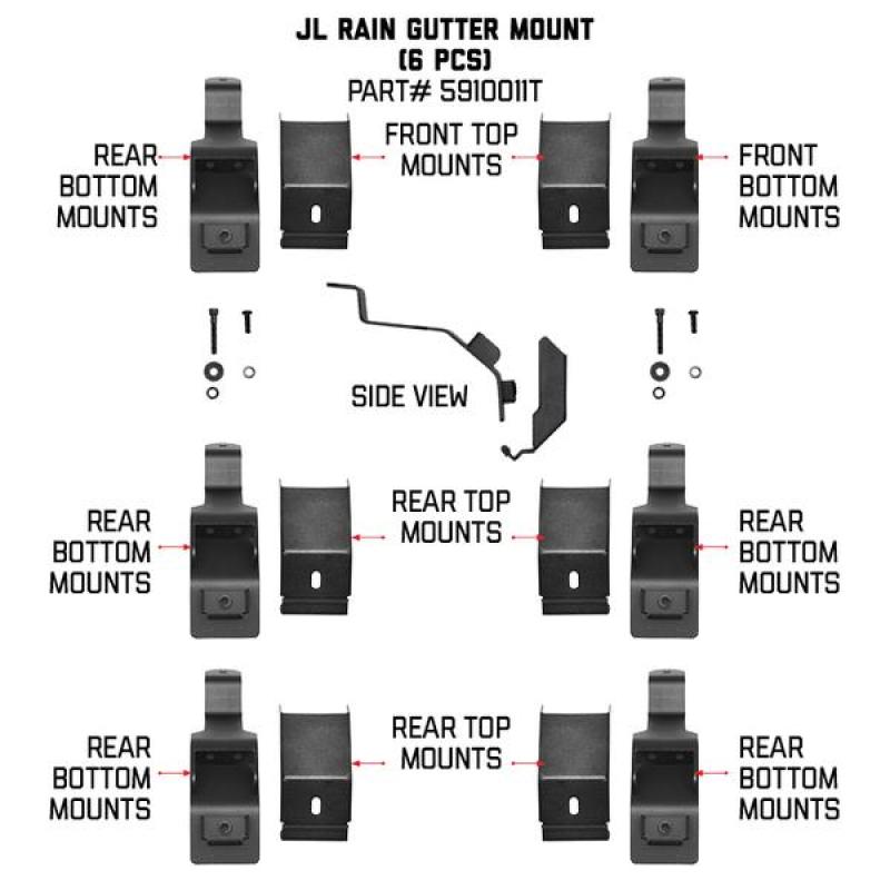 Load image into Gallery viewer, Go Rhino 6pc Rain Gutter Mounting Kit for SRM Rack
