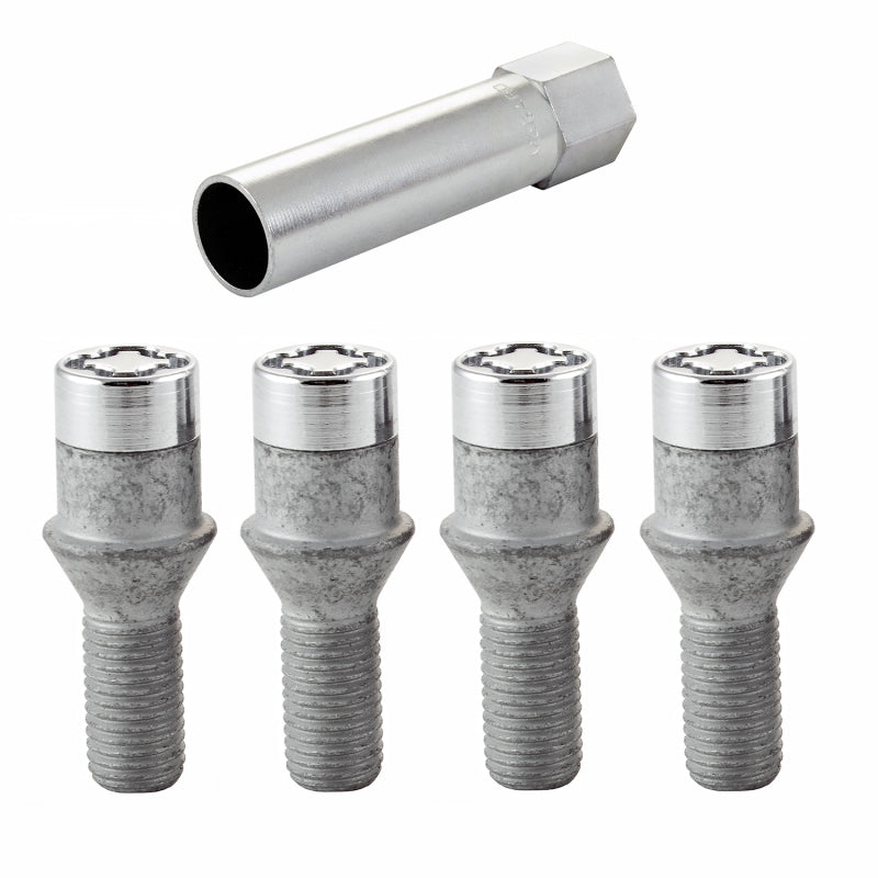 Load image into Gallery viewer, McGard Wheel Lock Bolt Set - 4pk. (Tuner / Cone Seat) M12X1.5 / 17mm Hex / 29.6mm Shank L. - Chrome
