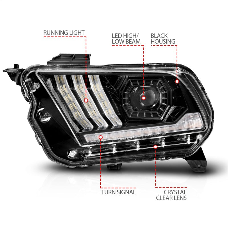 Load image into Gallery viewer, ANZO 10-14 Ford Mustang LED Projector Headlights w/Sequential Light Tube (NON HID Compatible)
