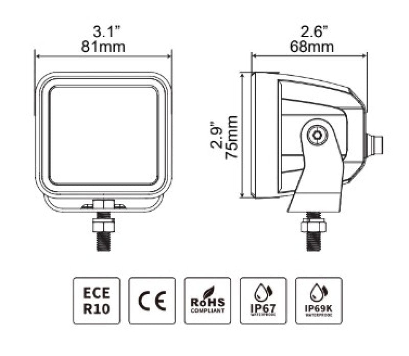 Load image into Gallery viewer, Go Rhino Xplor Blackout Series Cube LED Spot Light Kit (Surface/Threaded Stud Mnt) 3x3 - Blk (Pair)
