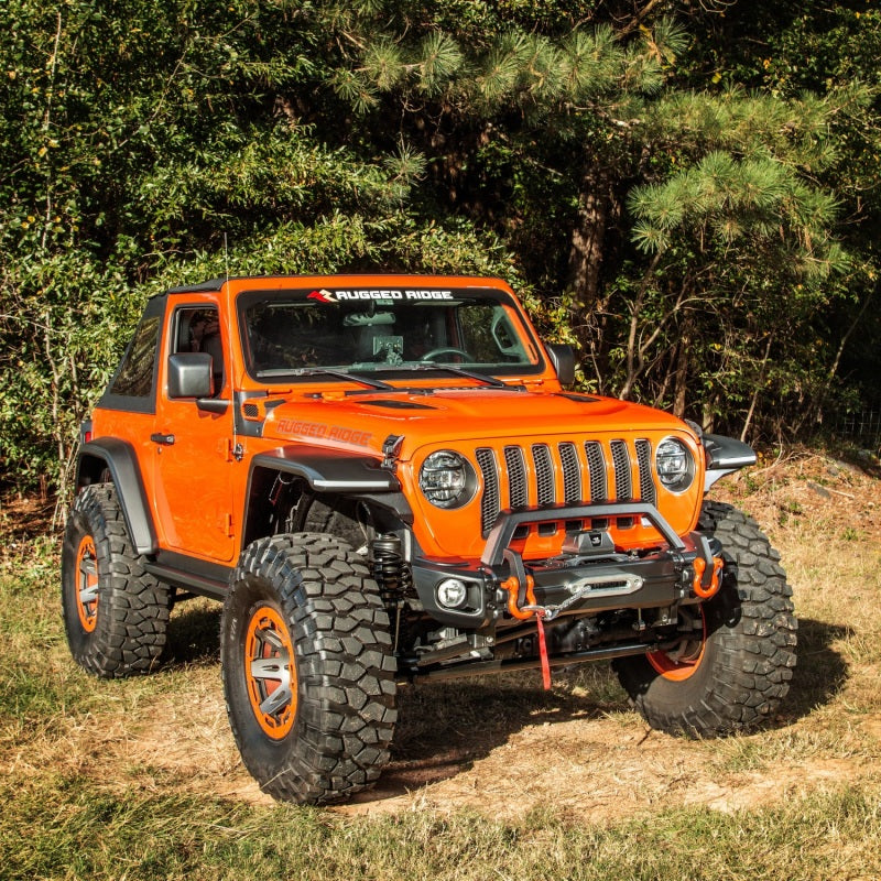 Load image into Gallery viewer, Rugged Ridge 18-22 Jeep Wrangler JL/JT Grille Arcus Front Bumper Stamped Steel Overrider Bar
