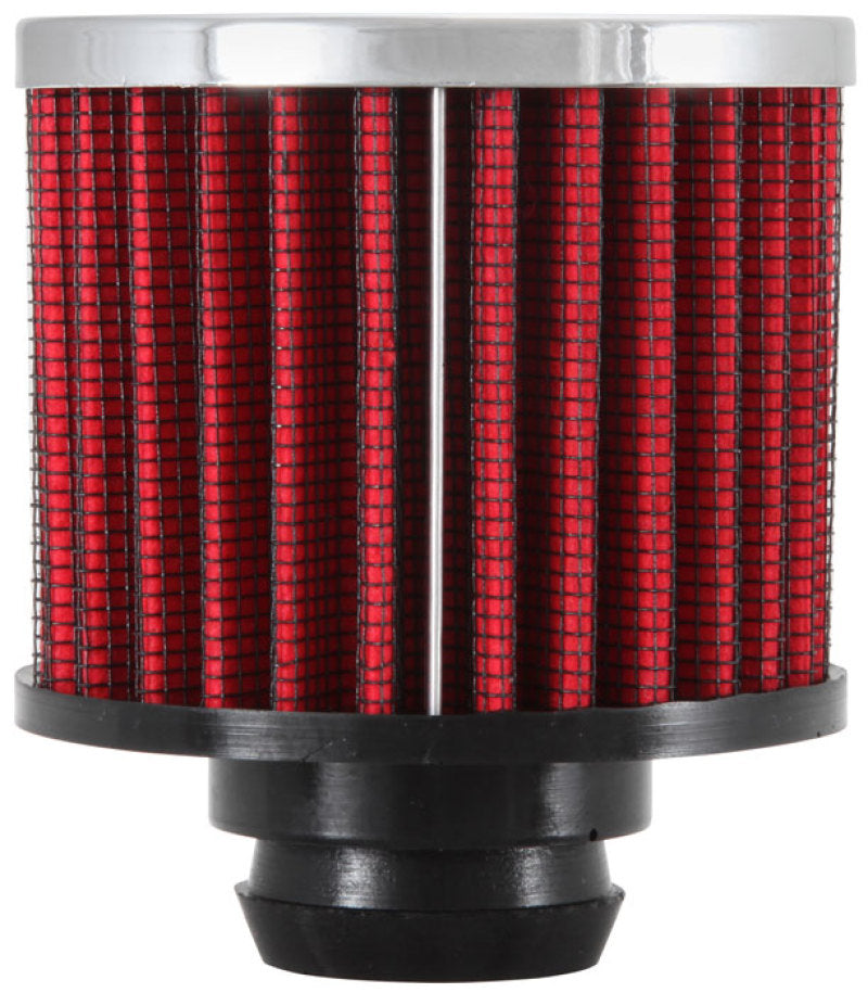 Load image into Gallery viewer, K&amp;N Rubber Base Chrome Top Push-In Crankcase Vent Filter 3in OD x 2-1/2in H.
