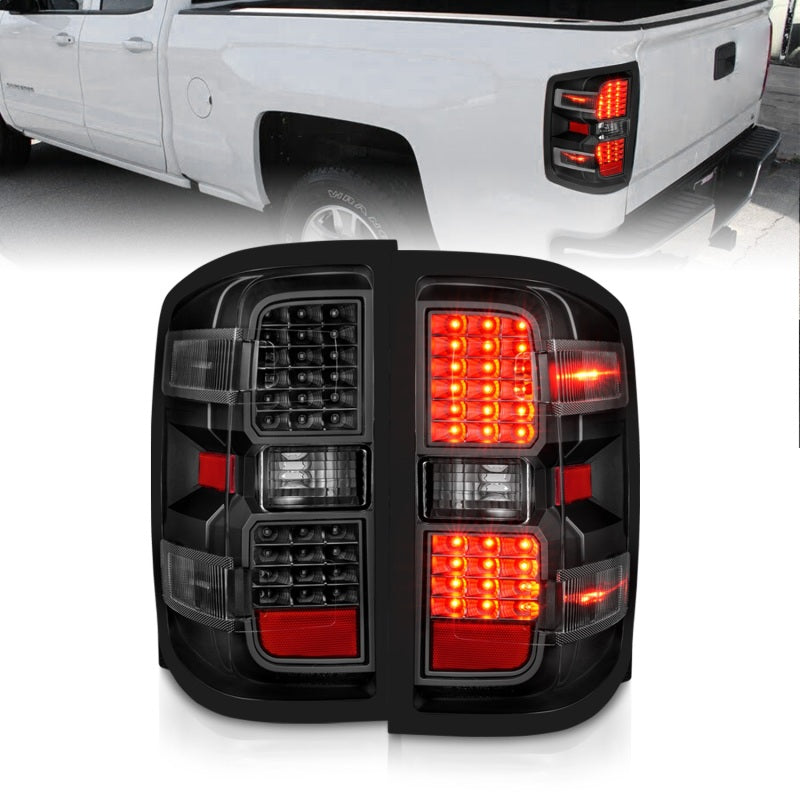 Load image into Gallery viewer, ANZO 15-19 Chevy Silverado 2500HD/3500HD (Factory Halogen Only) LED Tail Lights Black w/Clear Lens
