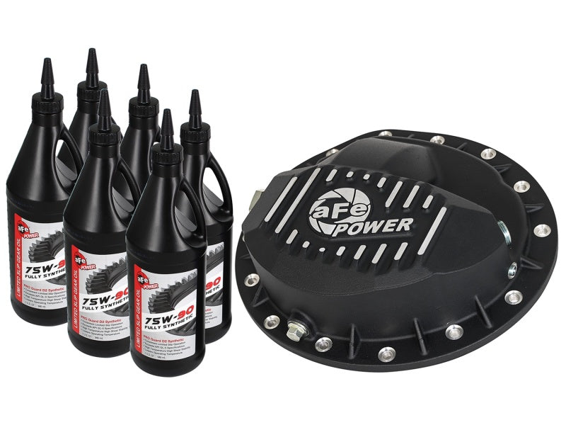 Load image into Gallery viewer, AFE Rear Differential Cover Black w/Machined Fins Nissan Titan XD 16-19 - w/Oil
