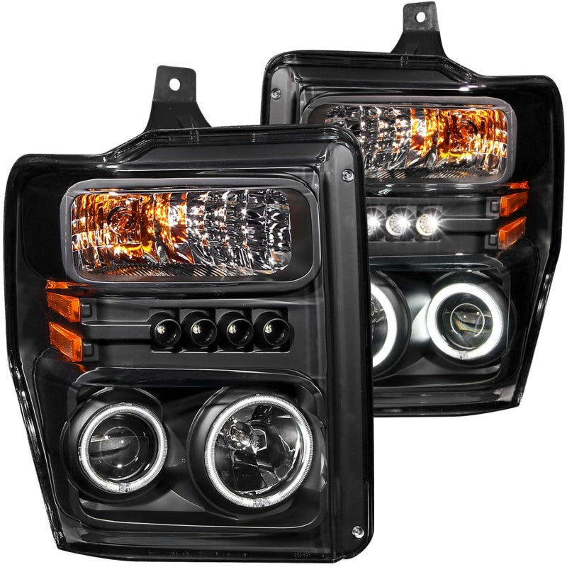 Load image into Gallery viewer, ANZO 2008-2010 Ford F-250 Projector Headlights w/ Halo Black (CCFL)
