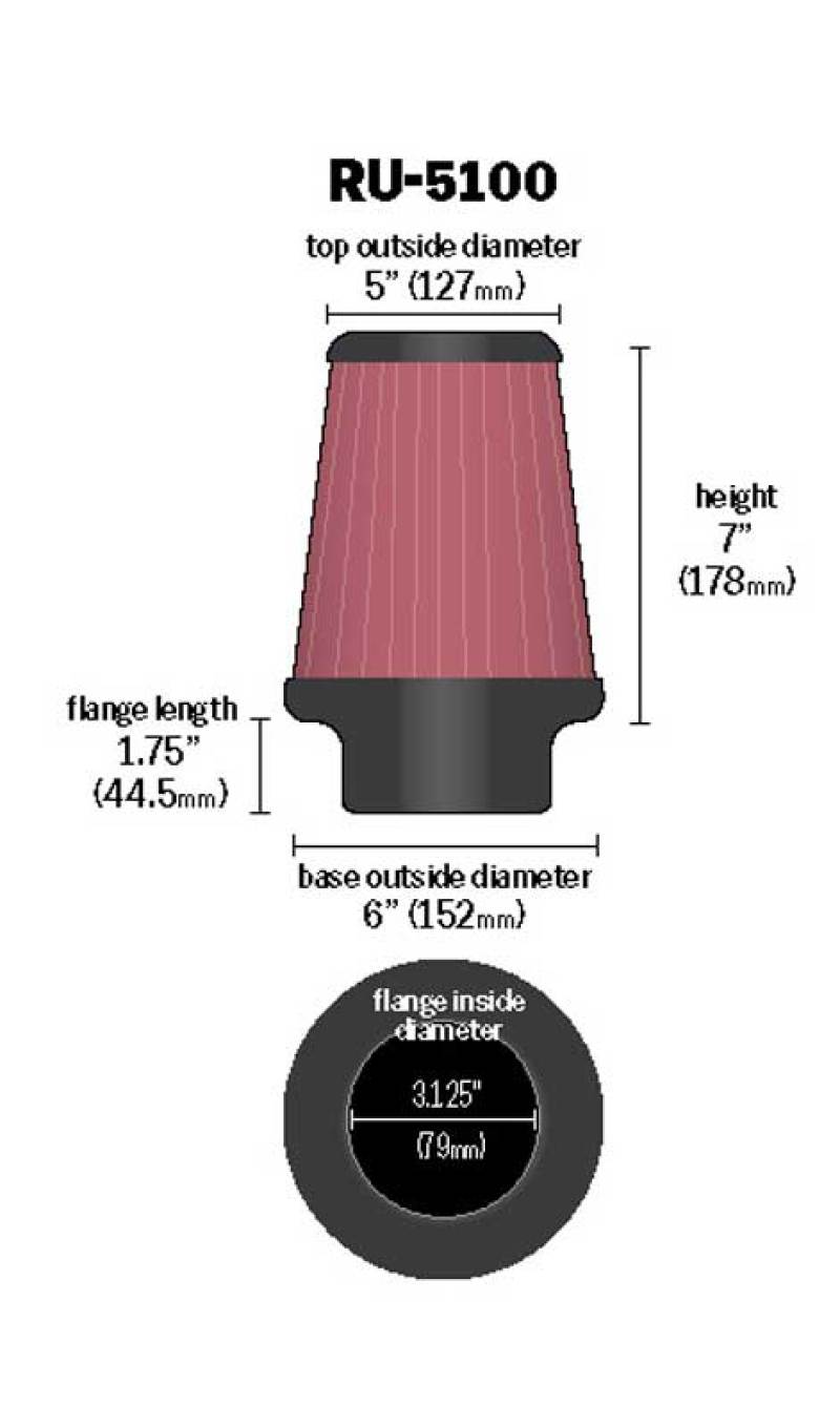 Load image into Gallery viewer, K&amp;N Universal Clamp-On Air Filter 3-1/8in FLG / 6in B / 5in T / 7in H
