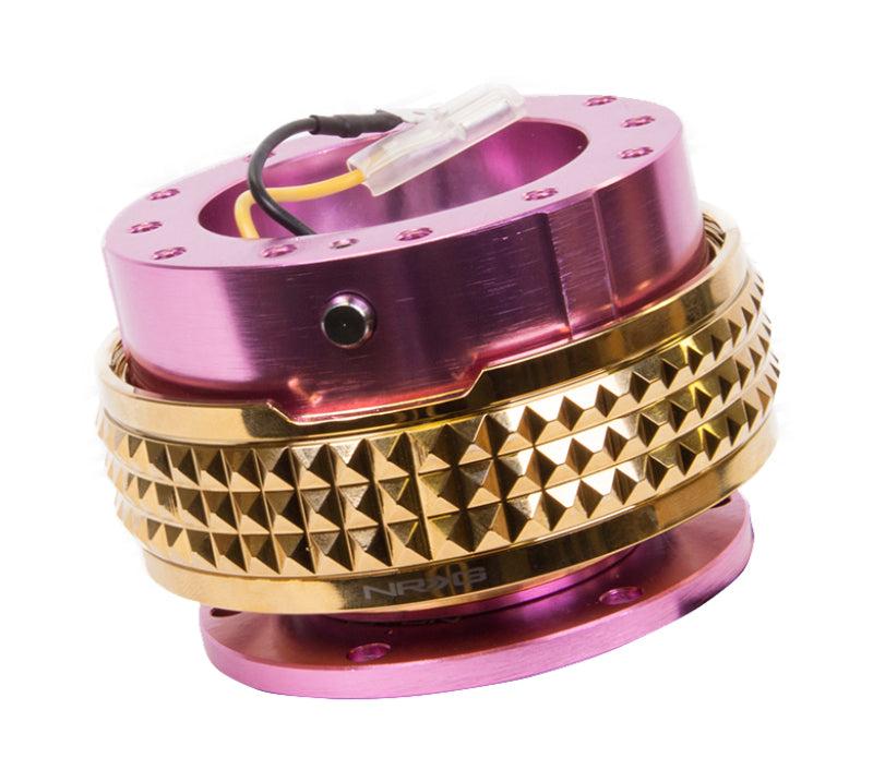 Load image into Gallery viewer, NRG Quick Release Kit - Pyramid Edition - Pink Body / Chrome Gold Pyramid Ring
