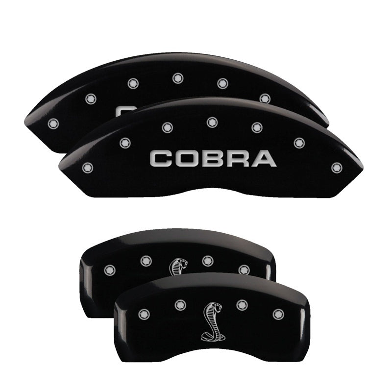 Load image into Gallery viewer, MGP Rear set 2 Caliper Covers Engraved Rear Tiffany Snake Black finish silver ch
