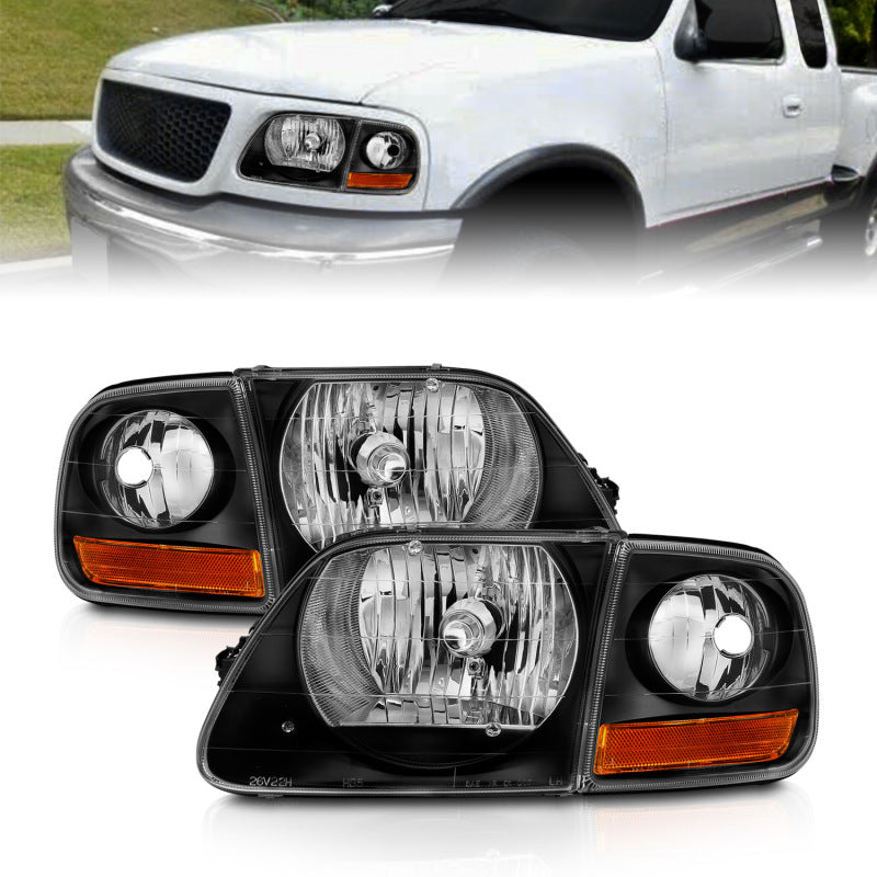 Load image into Gallery viewer, ANZO 1997-2003 Ford F150 Crystal Headlight Black w/ Parking Light
