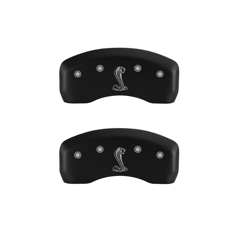 Load image into Gallery viewer, MGP 4 Caliper Covers Engraved Front Cobra Engraved Rear Snake Red finish silver ch
