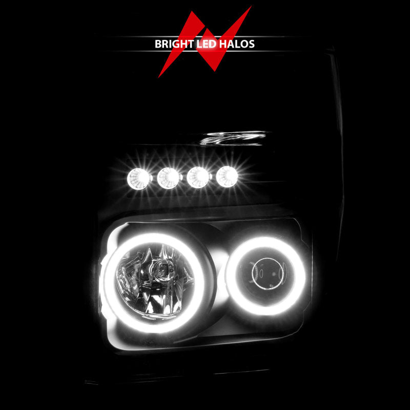 Load image into Gallery viewer, ANZO 2008-2010 Ford F-250 Projector Headlights w/ Halo Black (CCFL)
