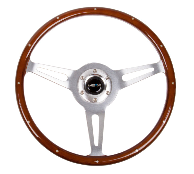 Load image into Gallery viewer, NRG Classic Wood Grain Steering Wheel (365mm) Wood w/Metal Inserts &amp; Brushed Alum. 3-Spoke Center
