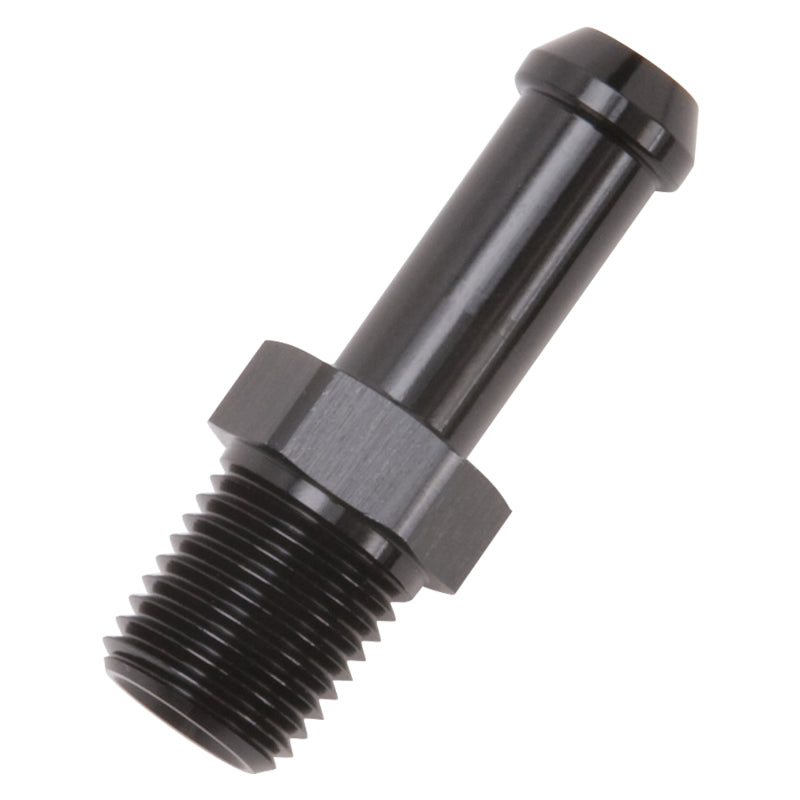 Load image into Gallery viewer, Edelbrock Hose End Straight 1/4In NPT to 3/8In Barb Black Anodize
