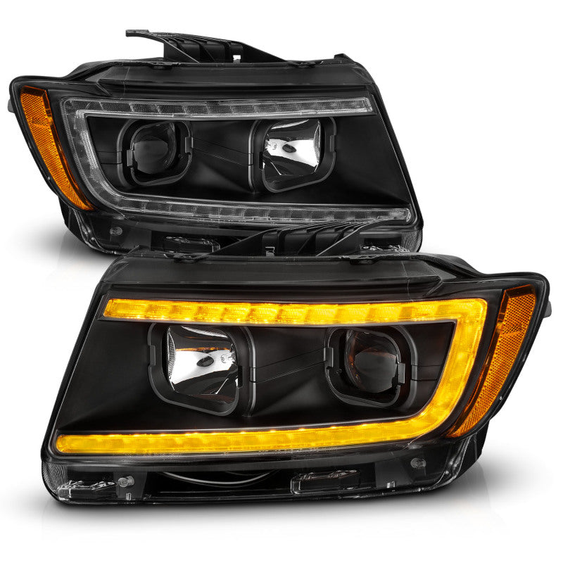 Load image into Gallery viewer, ANZO 11-13 Jeep Grand Cherokee (Factory Halogen Only) Projector Headlights w/Light Bar Swtchbk Black

