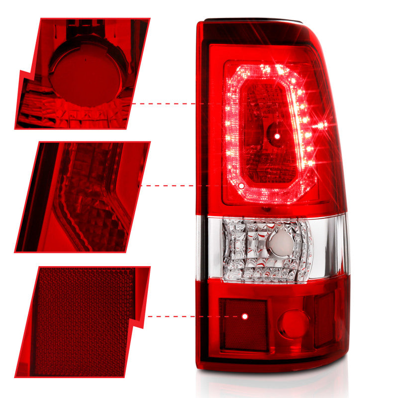 Load image into Gallery viewer, ANZO 2003-2006 Chevy Silverado 1500 LED Taillights Plank Style Chrome With Red/Clear Lens
