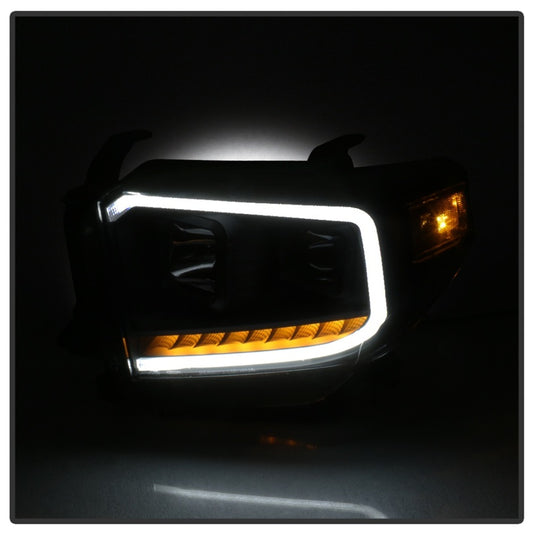 xTune 14-17 Toyota Tundra DRL LED Light Bar Proj Headlights - Black Smoke (PRO-JH-TTU14-LB-BSM)