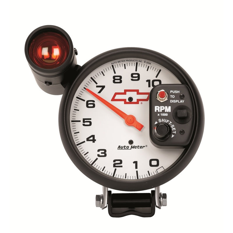 Load image into Gallery viewer, AutoMeter 5in (127mm) Pedestal Tachometer, 0-10,000 RPM, Chevy Red Bowtie
