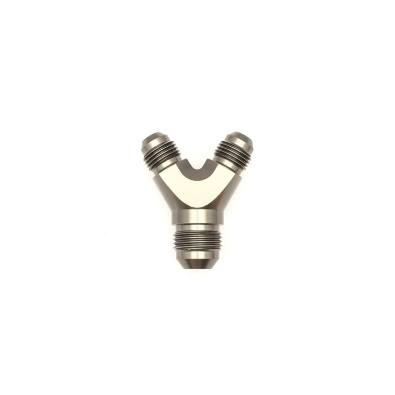 Load image into Gallery viewer, DeatschWerks 6AN Male Flare to 6AN Male Flare to 8AN Male Flare Y Fitting - Anodized Matte Black
