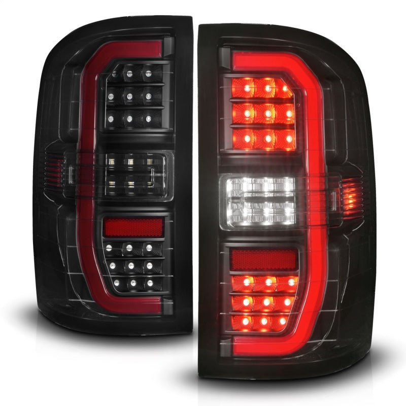 Load image into Gallery viewer, ANZO 14-18 GMC Sierra 1500 Full LED Taillights Black Housing Smoke Lens (w/C Light Bars)
