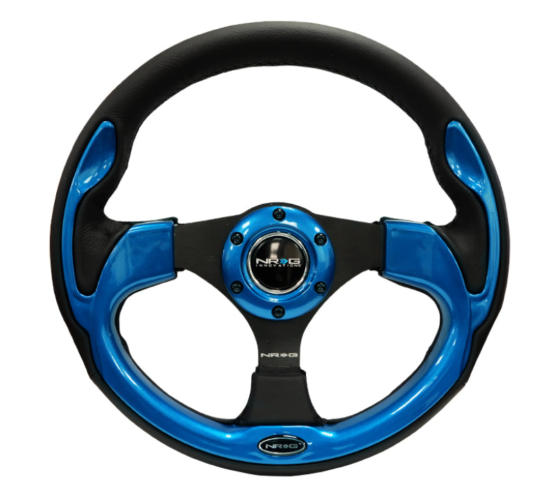 Load image into Gallery viewer, NRG Reinforced Steering Wheel (320mm) Blk w/Blue Trim
