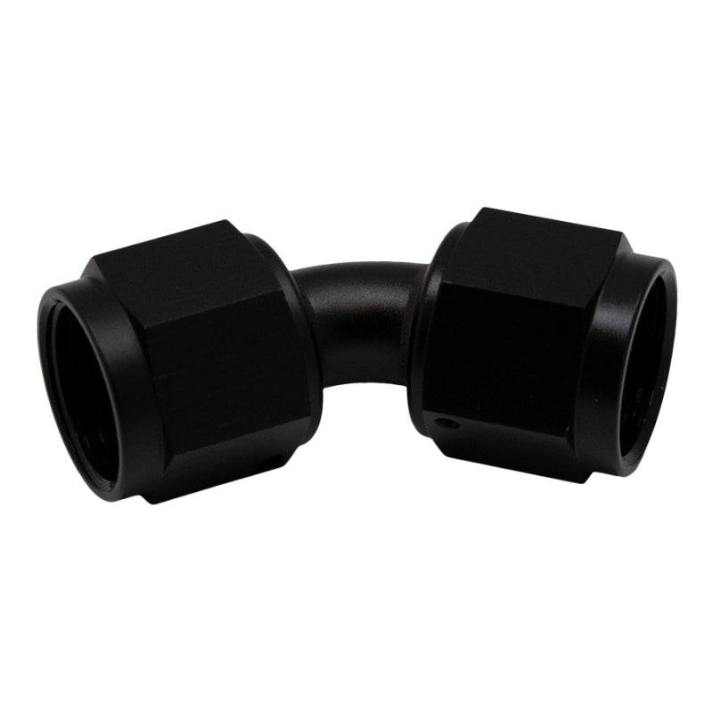 Load image into Gallery viewer, DeatschWerks 8AN Flare Female Swivel 45-Degree to 8AN Flare Female Swivel - Anodized Matte Black
