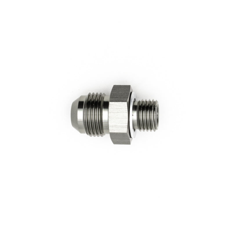Load image into Gallery viewer, DeatschWerks 8AN Male Flare to M14 X 1.5 Male Metric Adapter (Incl Washer) - Anodized Matte Black
