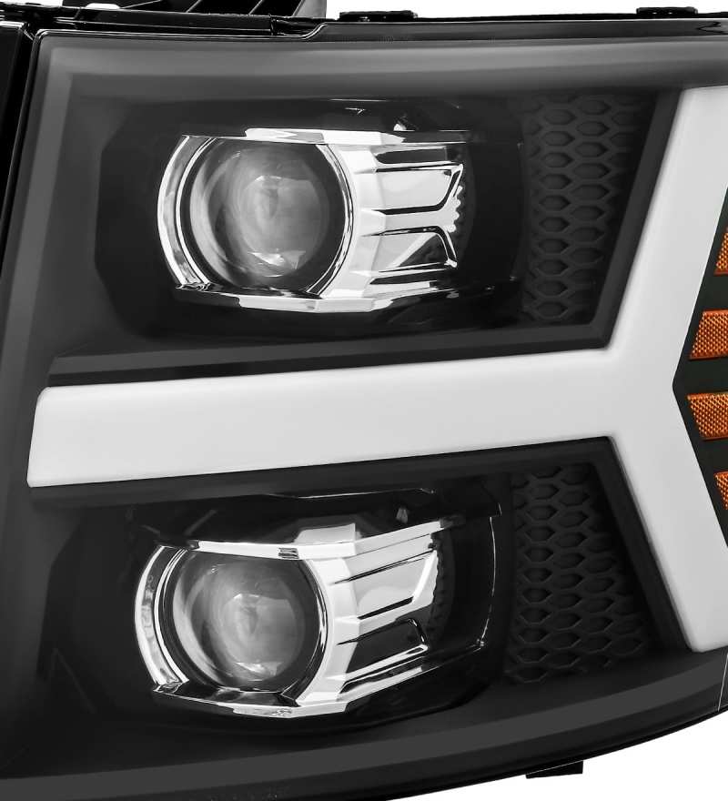 Load image into Gallery viewer, AlphaRex 07-13 Chevy 1500HD PRO-Series Proj Headlight Plank Style Matte Blk w/Activ Light/Seq Signal
