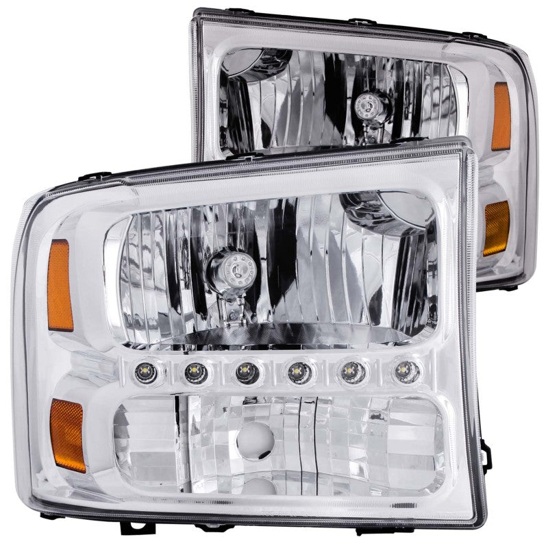 Load image into Gallery viewer, ANZO 2000-2004 Ford Excursion Crystal Headlights Chrome w/ LED 1pc
