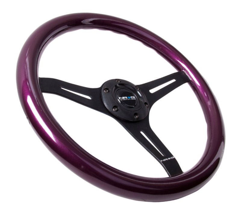 Load image into Gallery viewer, NRG Classic Wood Grain Steering Wheel (350mm) Purple Pearl/Flake Paint w/Black 3-Spoke Center
