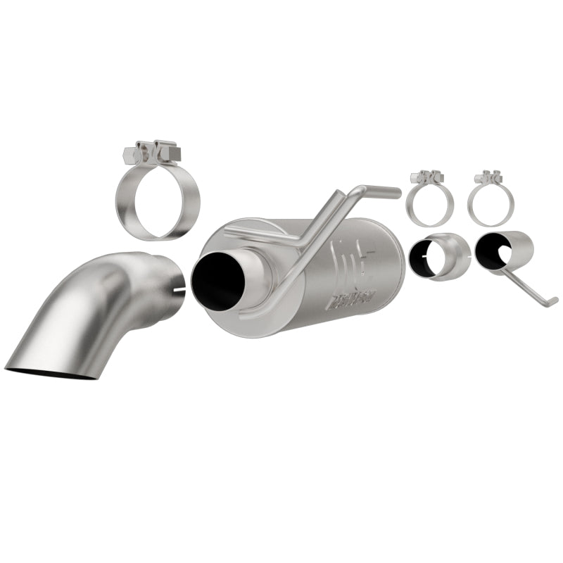 Load image into Gallery viewer, MagnaFlow Cat-Back, SS, 2.5/3in, Turn Down In Front Rear Tire 2015 Ford F150 5.0L V8 Ext Cab
