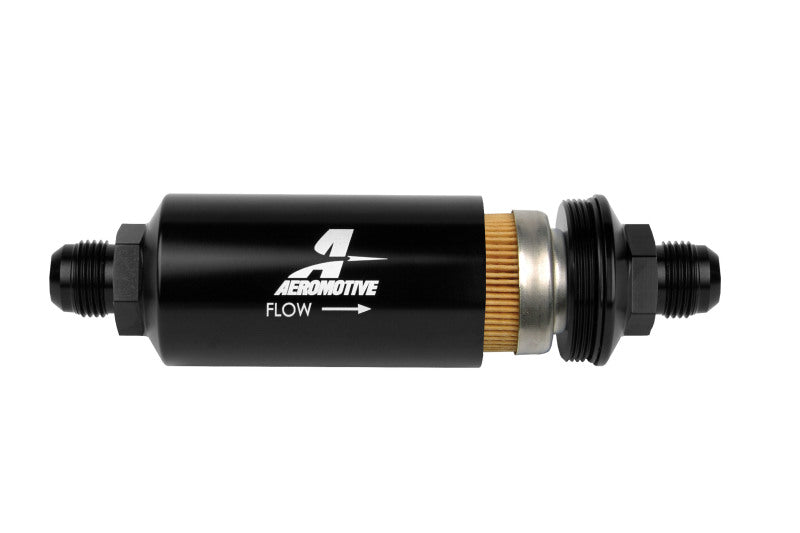 Load image into Gallery viewer, Aeromotive In-Line Filter - (AN -10 Male) 10 Micron Fabric Element Bright Dip Black Finish
