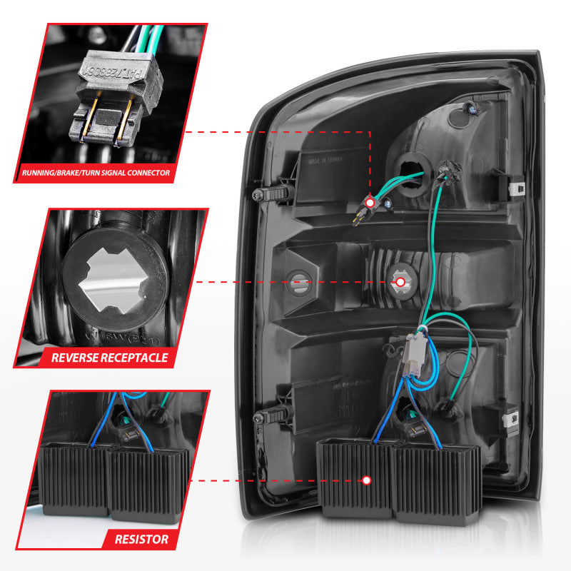 Load image into Gallery viewer, ANZO 2014-2018 GMC Sierra LED Tail Lights Black Housing Clear Lens
