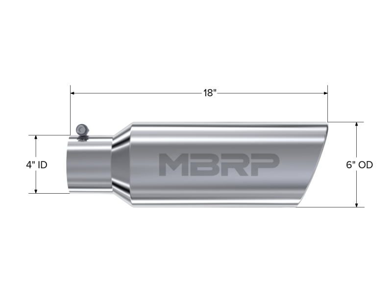 Load image into Gallery viewer, MBRP Universal Tip 6in OD Rolled End 4in Inlet 18in Length T304
