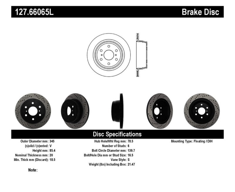 Load image into Gallery viewer, StopTech 07-10 GMC Sierra (w/ Rear Drum) / 07-09 GMC Yukon Rear Left Slotted &amp; Drilled Rotor
