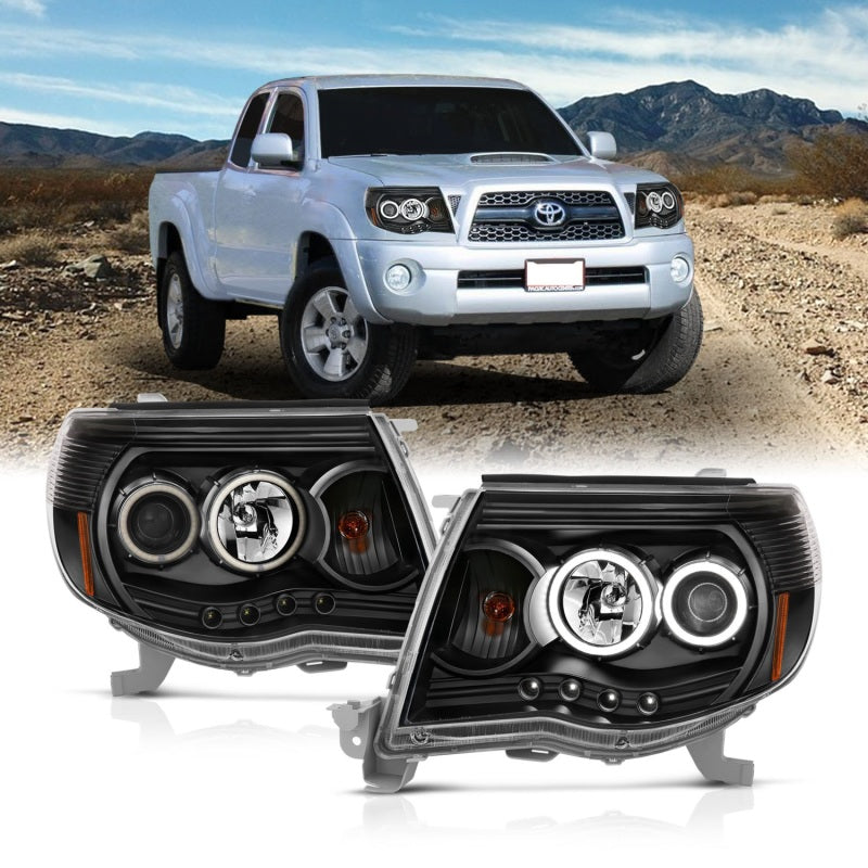 Load image into Gallery viewer, ANZO 2005-2011 Toyota Tacoma Projector Headlights w/ Halo Black
