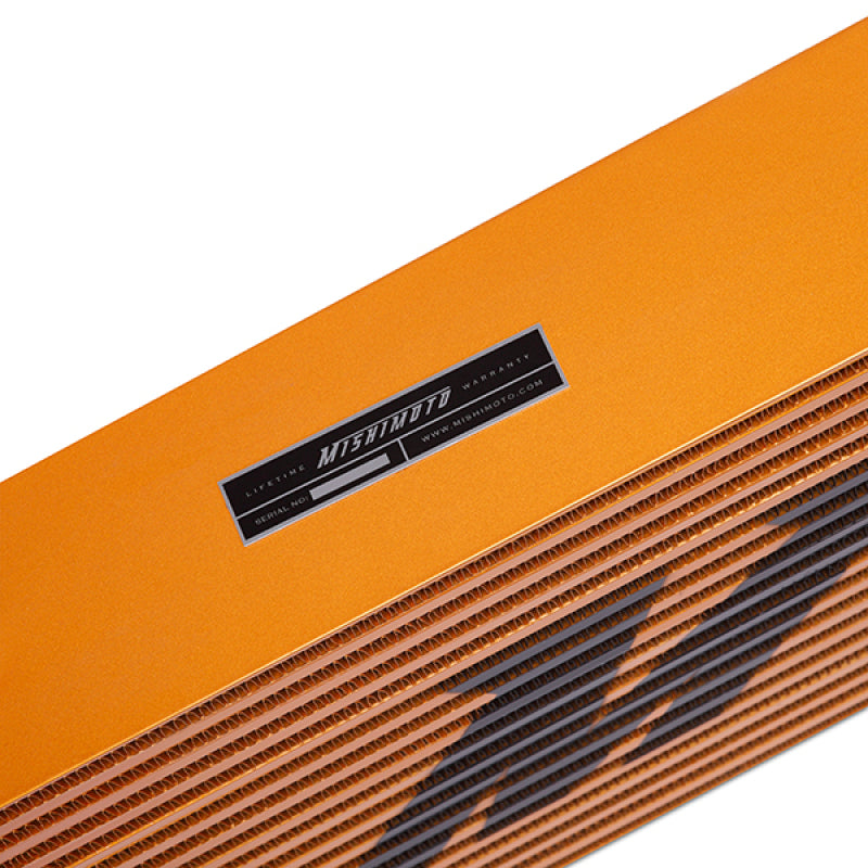 Load image into Gallery viewer, Mishimoto Universal Gold R Line Intercooler Overall Size: 31x12x4 Core Size: 24x12x4 Inlet / Outlet
