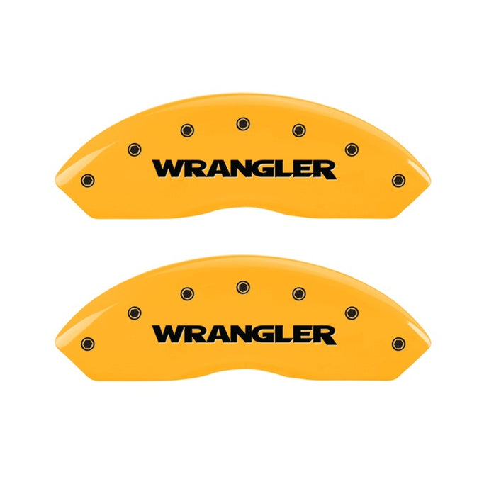 MGP 2 Caliper Covers Engraved Front Wrangler Yellow Finish Black Char 2006 Jeep Wrangler