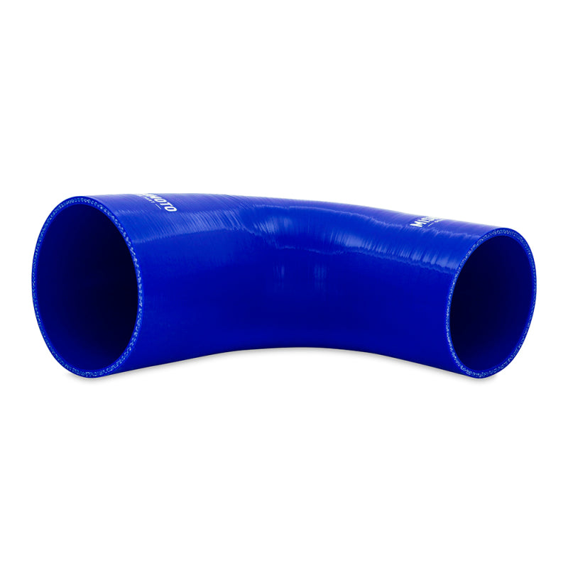 Load image into Gallery viewer, Mishimoto Silicone Reducer Coupler 90 Degree 3in to 4in - Blue
