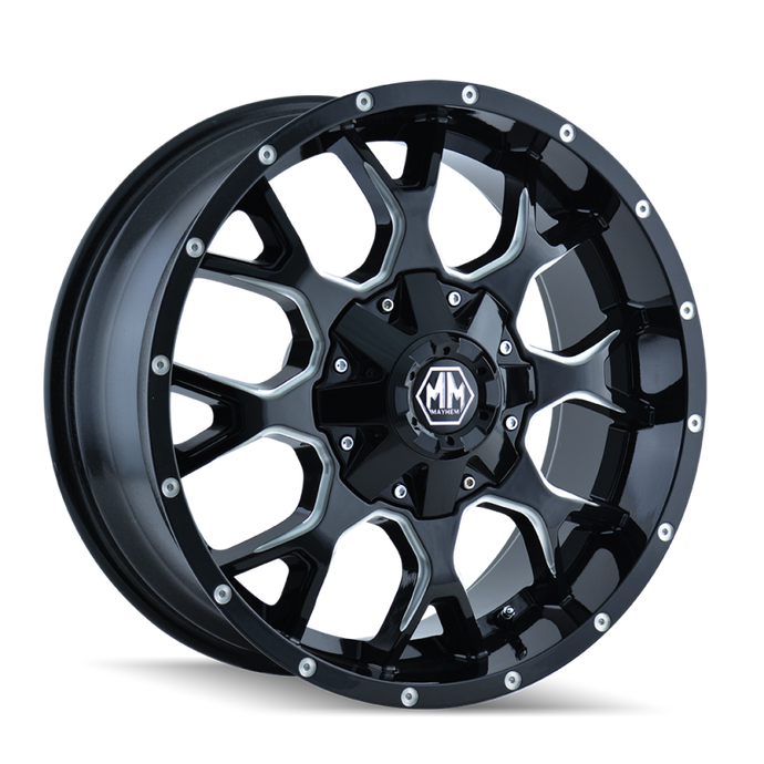 Mayhem 8015 Warrior 17x9 / 5x114.3 BP / 18mm Offset / 87mm Hub Black w/ Milled Spokes Wheel