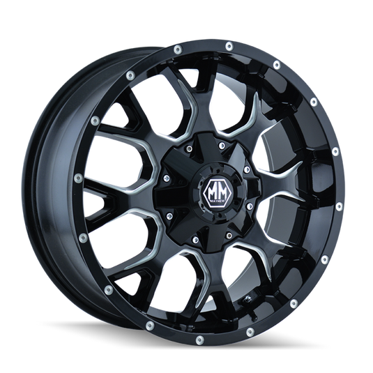 Mayhem 8015 Warrior 20x9 / 6x135 BP / -8mm Offset / 106mm Hub Black w/ Milled Spokes Wheel