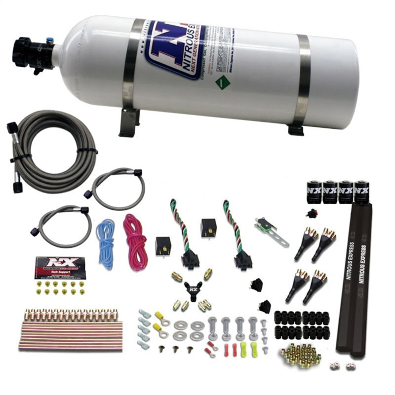 Load image into Gallery viewer, Nitrous Express 4 Cyl SX2 Nozzle Nitrous Kit (100-300HP x 2) w/15lb Bottle
