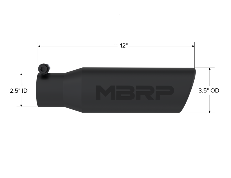 Load image into Gallery viewer, MBRP Universal Tip 3in O.D. Angled Rolled End 2 inlet 12 length - Black Finish
